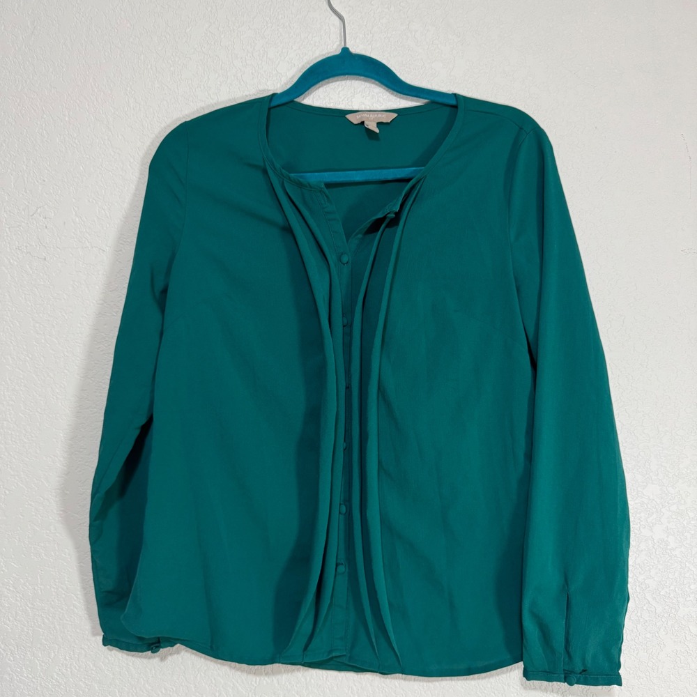 Banana Republic Teal Long Sleeve‎ Button Front Blouse Top Women's Size S